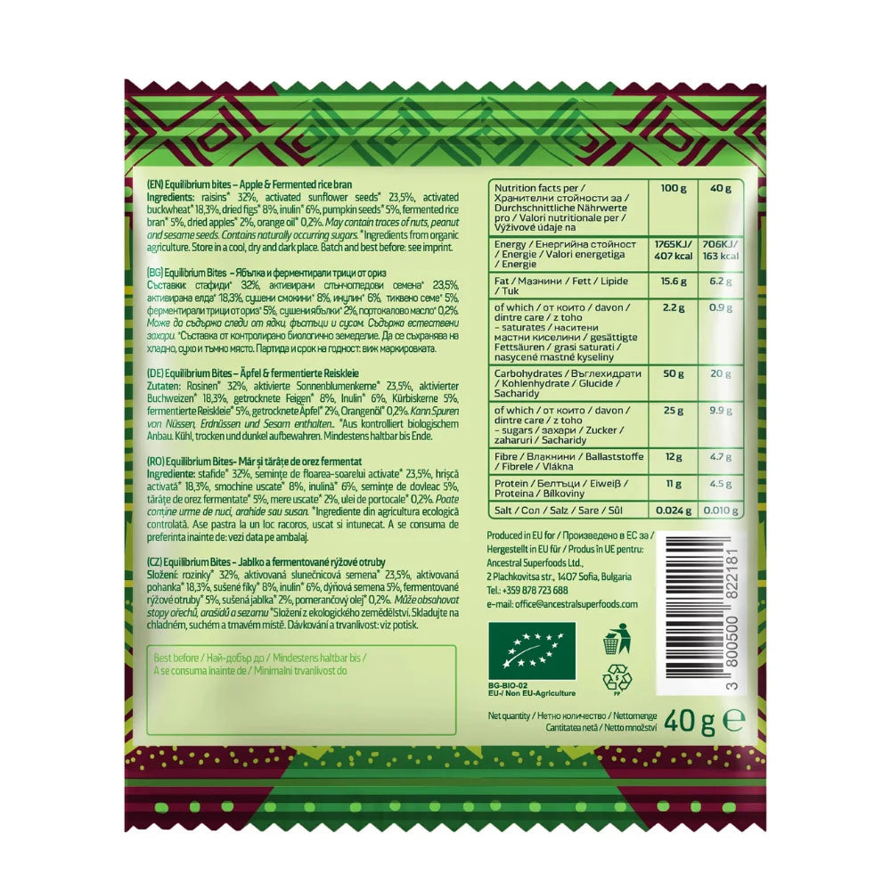 Ancestral Superfoods Alchemy Bites Apple & Fermented Bran 8 x 40g