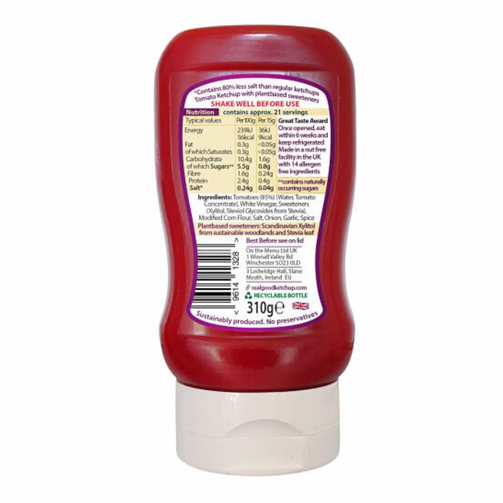 Real Good No Added Sugar Tomato Ketchup 6 x 310g