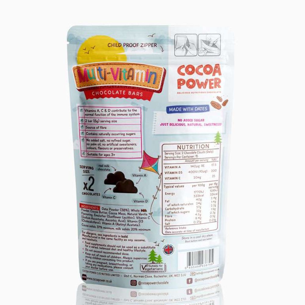 Cocoa Power Kids A, C & D Multivitamin Chocolate Clouds 105g