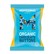 Montezuma's Organic Chocolate Buttons packaging on a white background