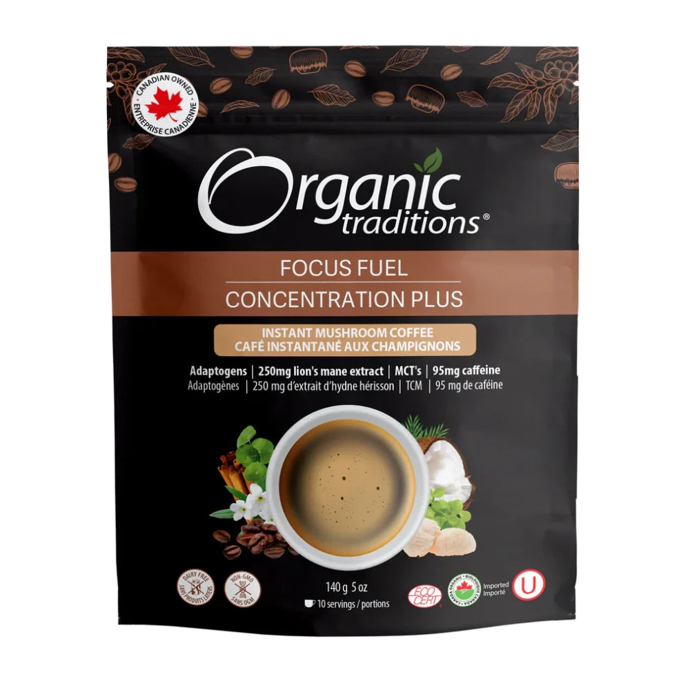 Organic Traditions Focus Fuel Instant Mushroom Coffee 140g