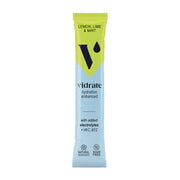 Vidrate hydration enhanced drink mix packet with lemon, lime, and mint flavor on a white background