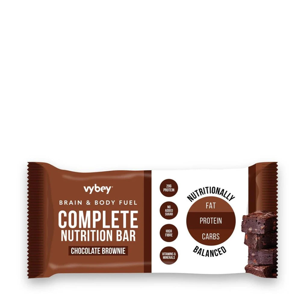 Vybey Complete Nutrition Bar Chocolate Brownie on a white background