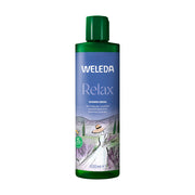 Weleda Relax shower cream bottle on a white background