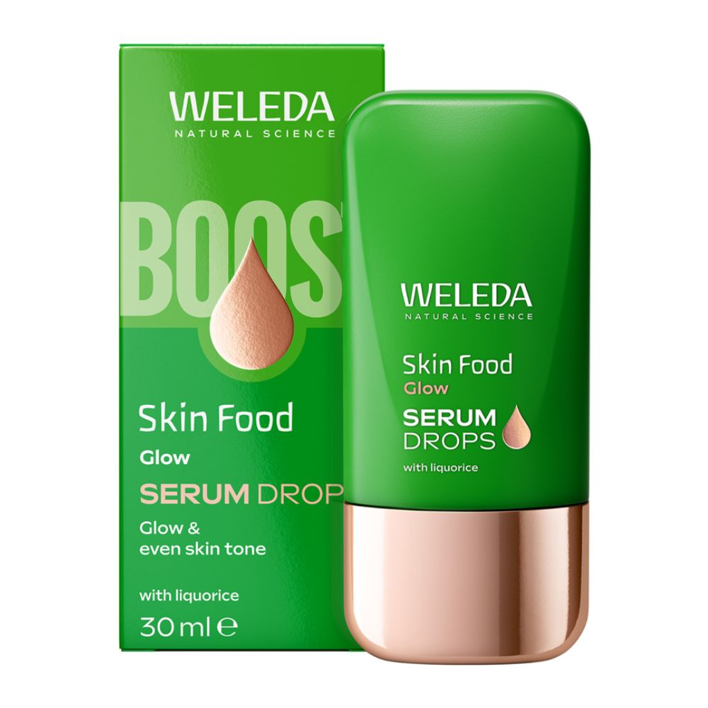 Weleda Skin Food Serum Drop packaging on a white background