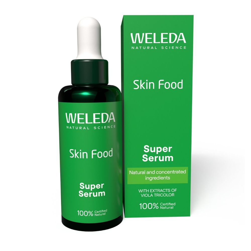 Weleda Skin Food Super Serum bottle and packaging on a white background