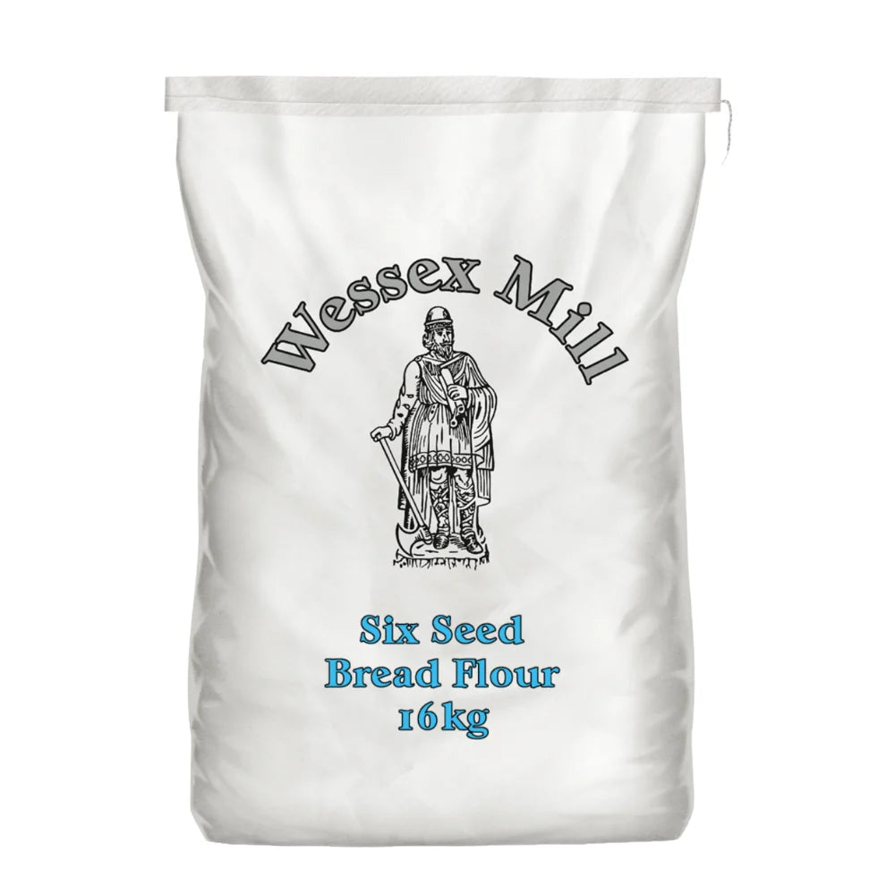 Bag of Wessex Mill Six Seed Bread Flour on a white background
