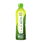 Green aloe vera juice drink bottle with 'alo' branding on a white background