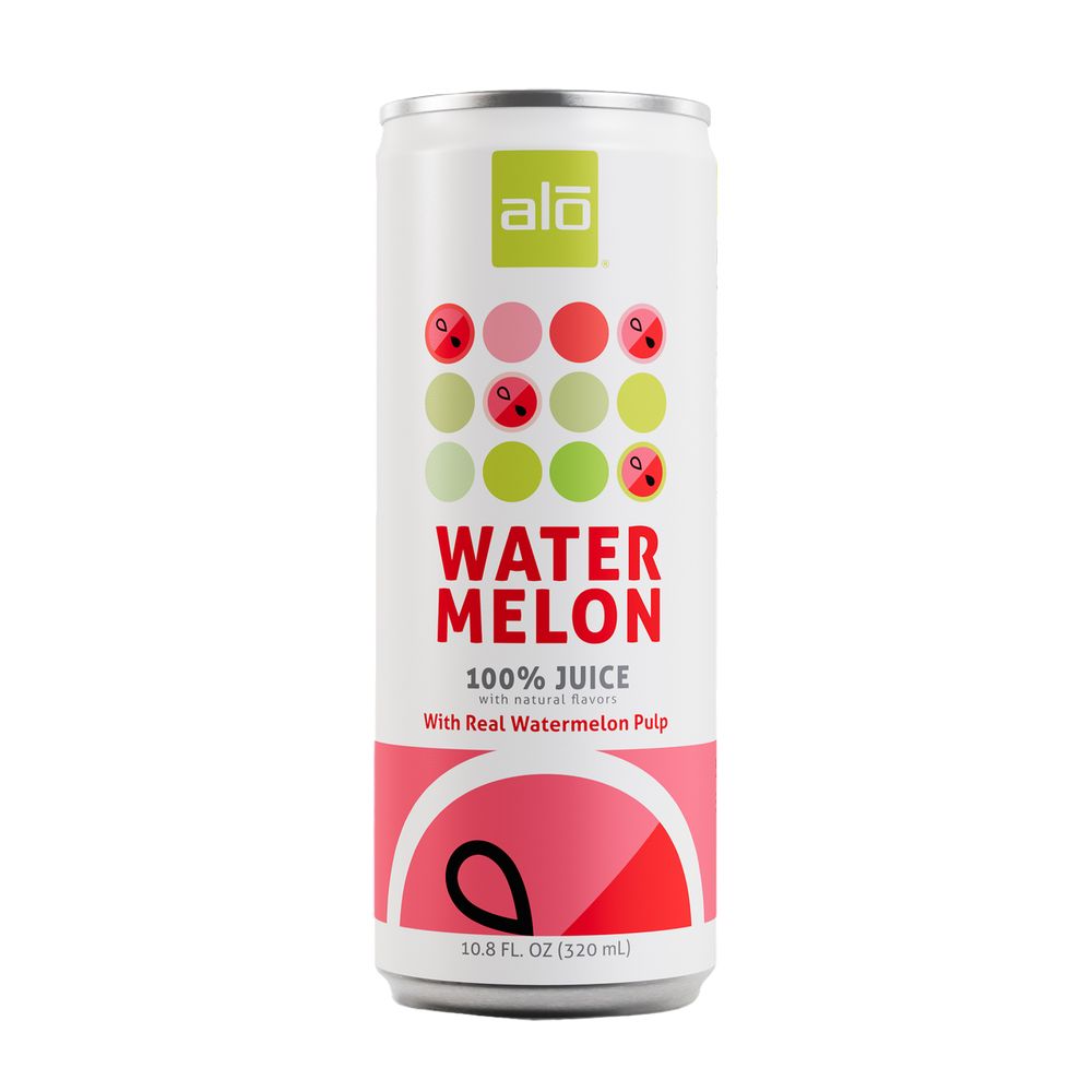 Alo Watermelon juice can on a white background