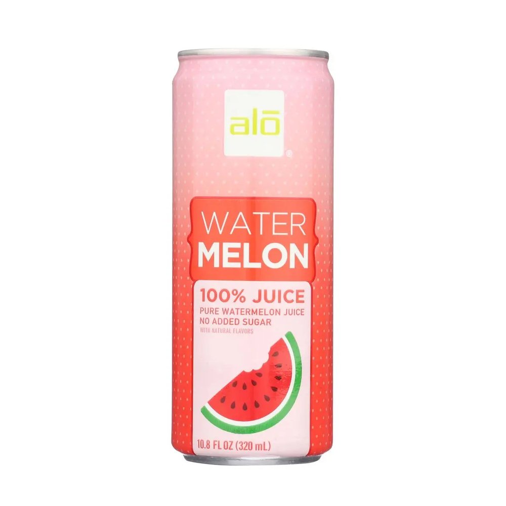 Alo watermelon juice can on a white background