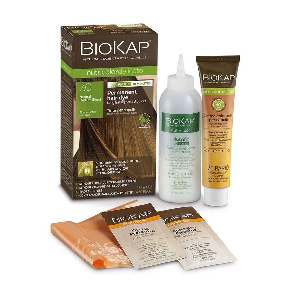 BioKap Natural Medium Blond 7.0 Rapid Hair Dye 135ml