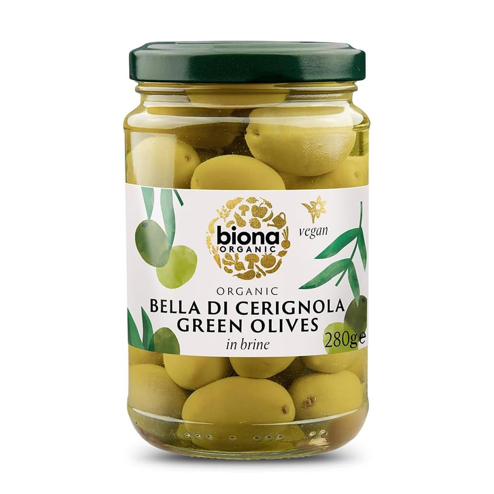 Biona Organic Jumbo Green Bella di Cerignola Olives 280g