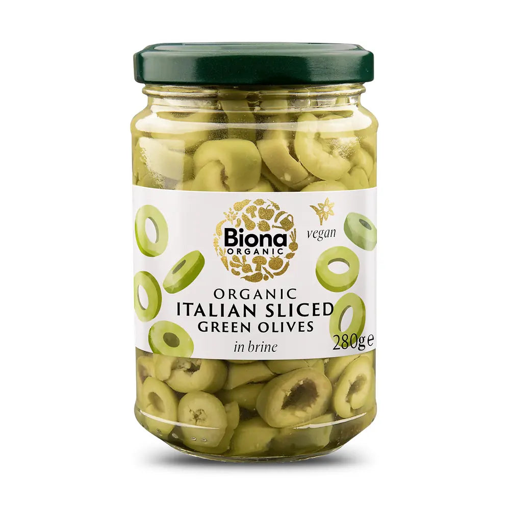 Biona Organic Sliced Green Olives in Brine 280g