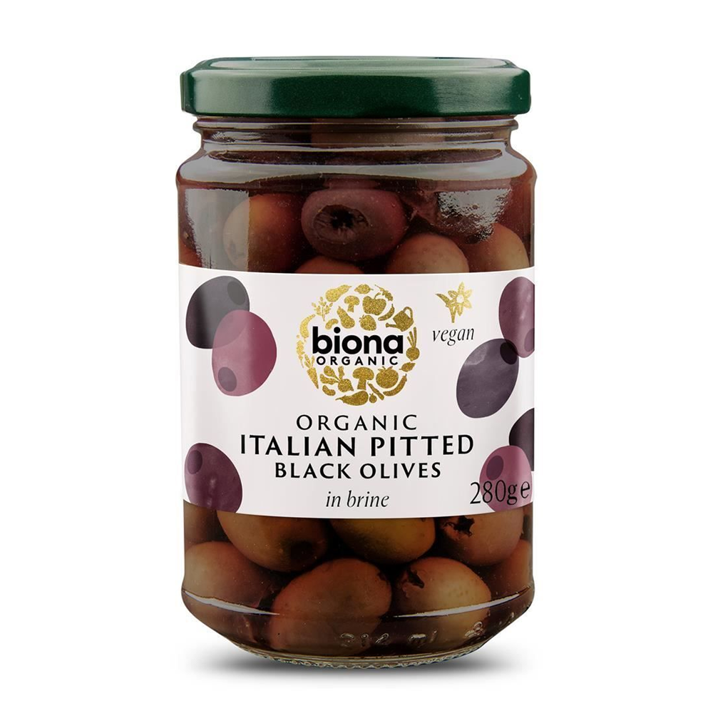 Biona Organic Pitted Black Olives in Brine 280g