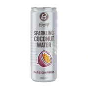 Can of Bona Guy Sparkling Coconut Water Passionfruit on a white background