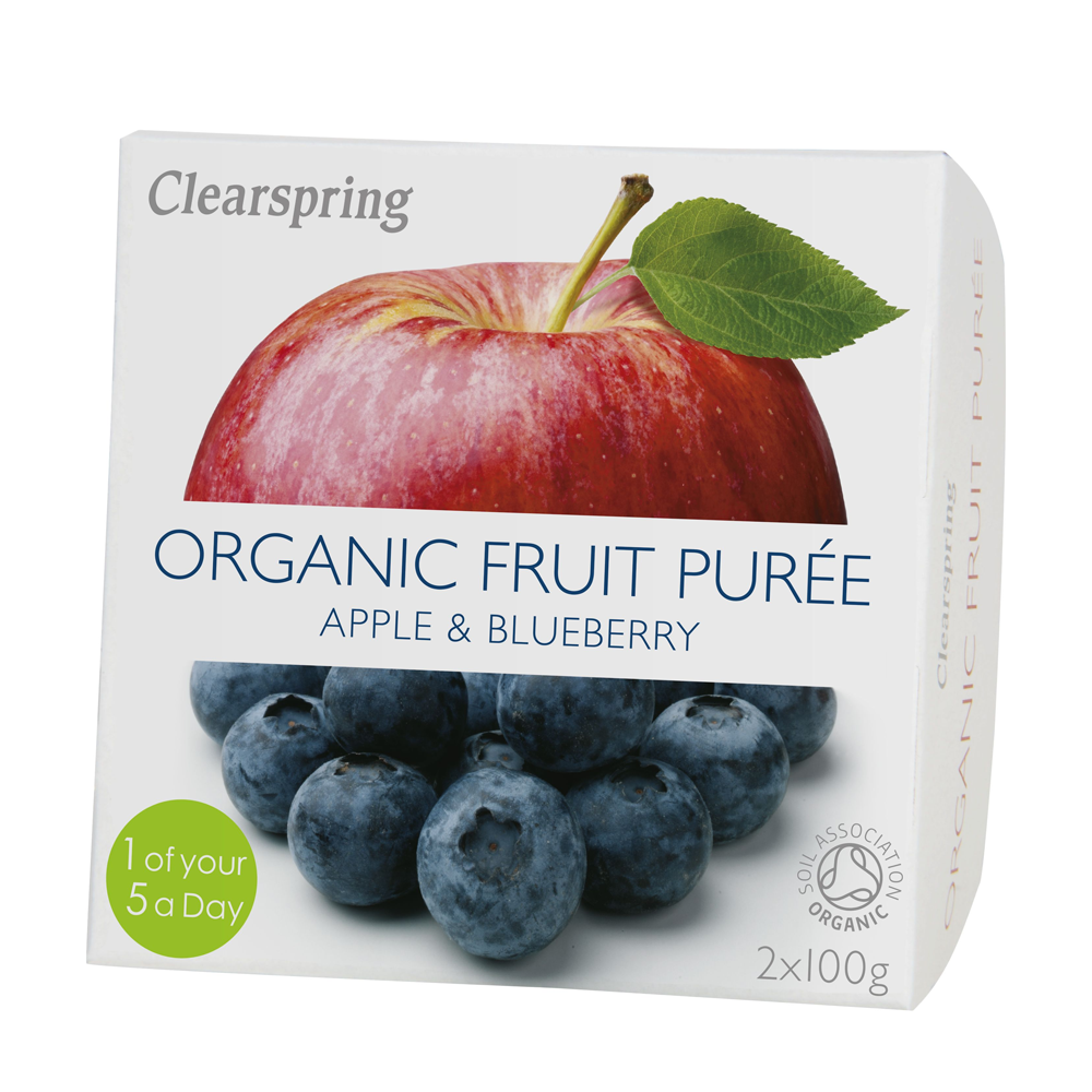 Clearspring Organic Fruit Puree Apple & Blueberry 2 x 100g