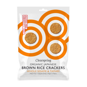 Clearspring Organic Japanese Brown Rice Crackers Whole Sesame & Tamari 40g