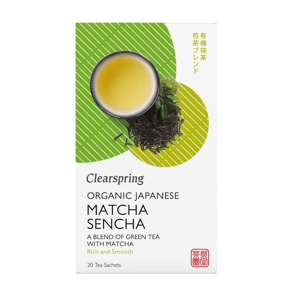 Clearspring Organic Japanese Matcha Sencha Tea Bag Box 36g