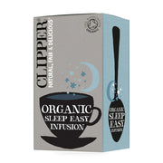 Box of Clipper Organic Sleep Easy Infusion with a spoon illustration on a white background
