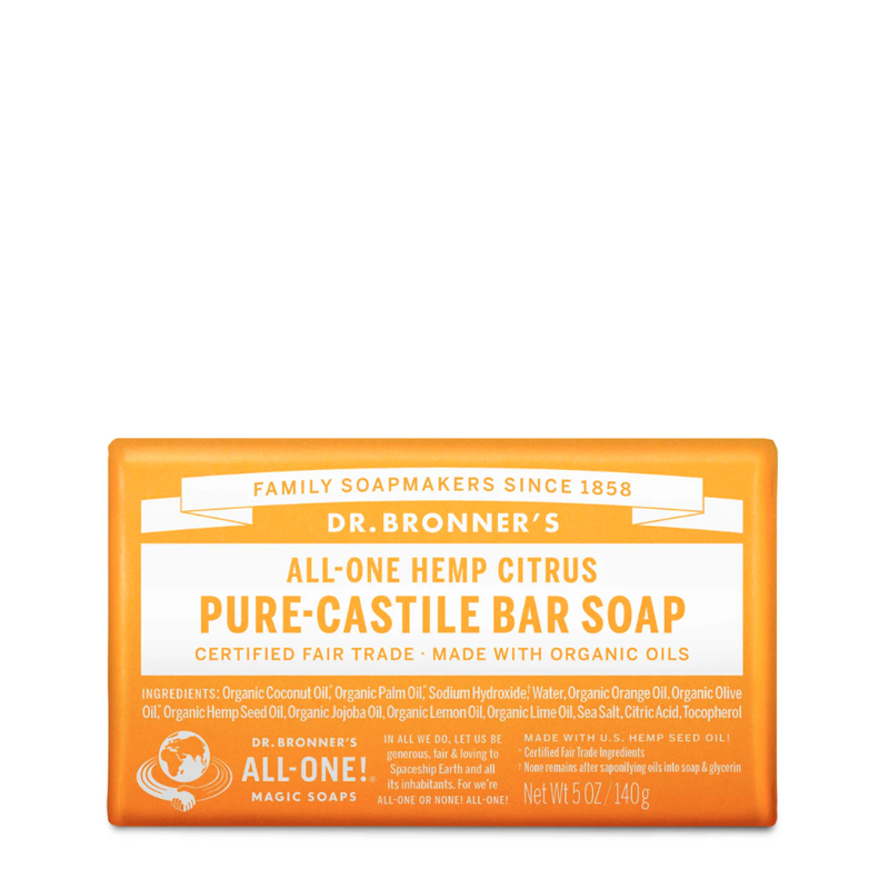 Dr Bronner Citrus Orange Pure-Castile Bar Soap 140g
