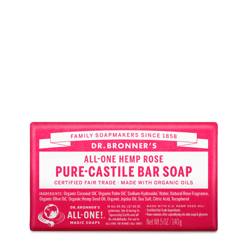 Dr Bronner Rose Pure-Castile Bar Soap 140g