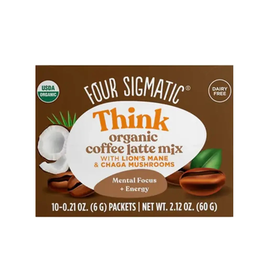 Four Sigmatic Think Organic Coffee Latte Mix packaging on a white background