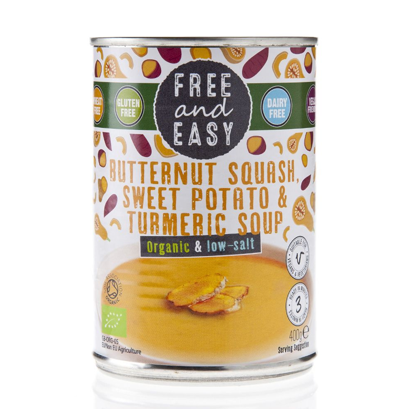 Free & Easy Organic B/nut Squash Potato Turmeric Soup 400g