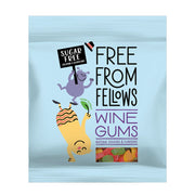 Pack of Sugar Free Wine Gums from Free From Fellows with cartoon characters on a light blue background.