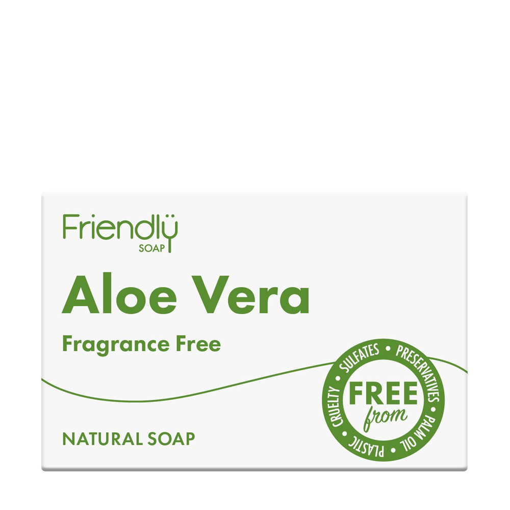 Box of Friendly Soap Aloe Vera Fragrance Free soap on a white background
