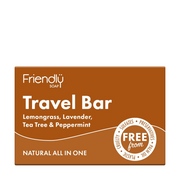 Box of Friendly Soap Travel Bar with ingredients listed on a white background