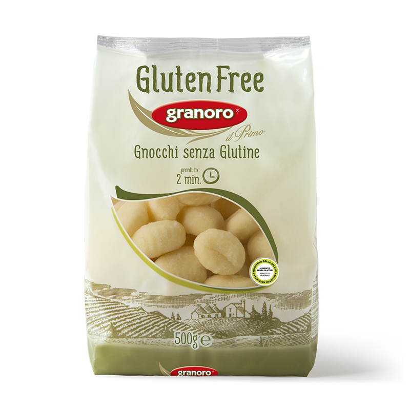 Granoro gluten-free gnocchi packaging on a white background