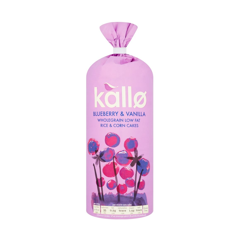 Kallo Blueberry and Vanilla W/rain Rice and Corn Cakes 130g