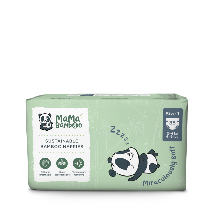 Mama Bamboo Eco Nappies - Size 1 (Newborn) 35 Pieces