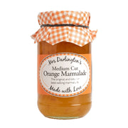 Jar of Mrs Darlington's Medium Cut Orange Marmalade with a checkered lid on a white background