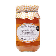 Jar of Mrs Darlington's Orange & Ginger Marmalade with a checkered lid on a white background