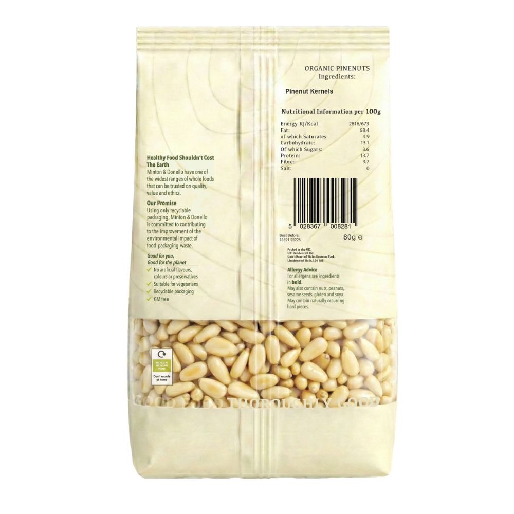 Minton & Donello Organic Pine Nuts 6 x 80g