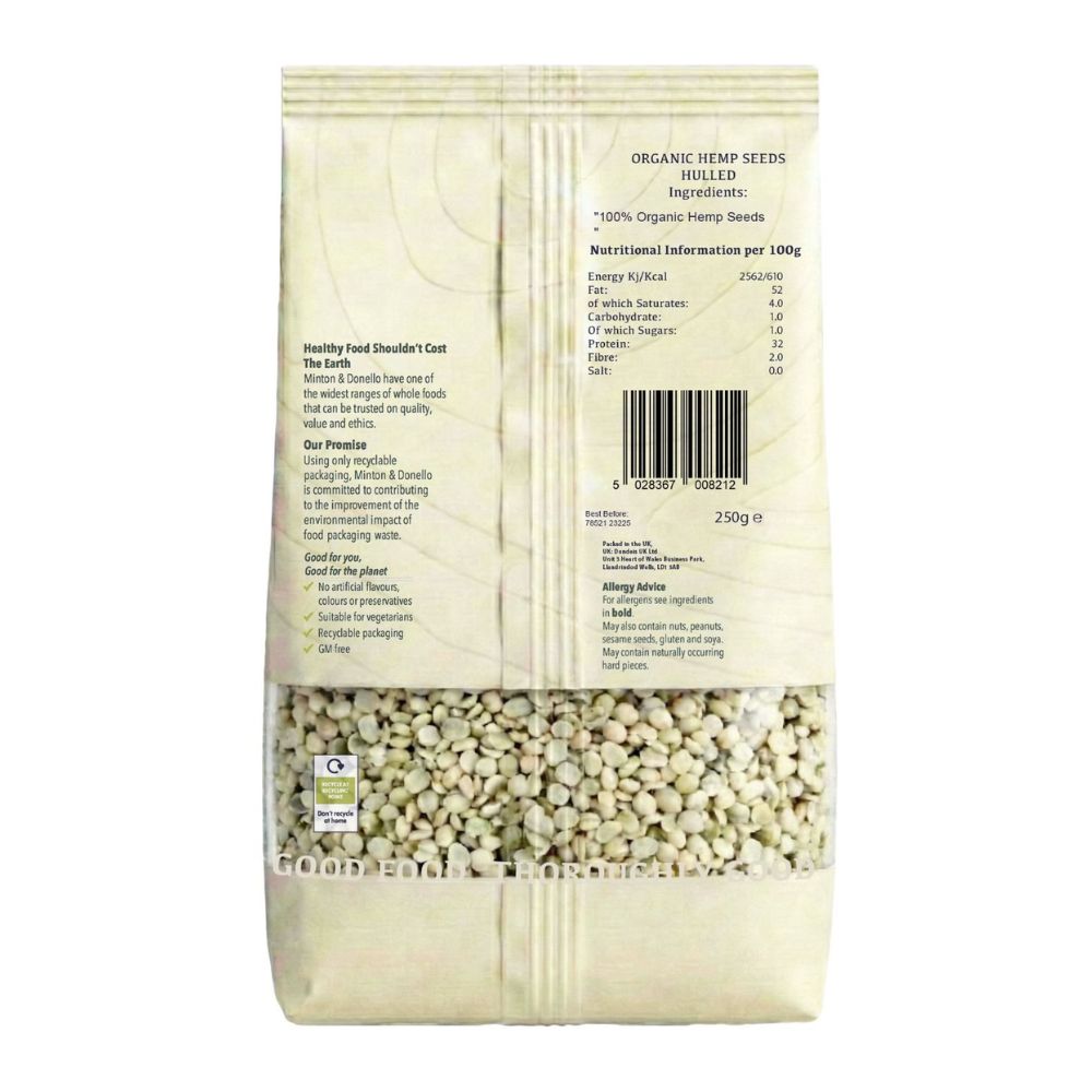 Minton & Donello Organic Hulled Hemp Seeds 6 x 250g