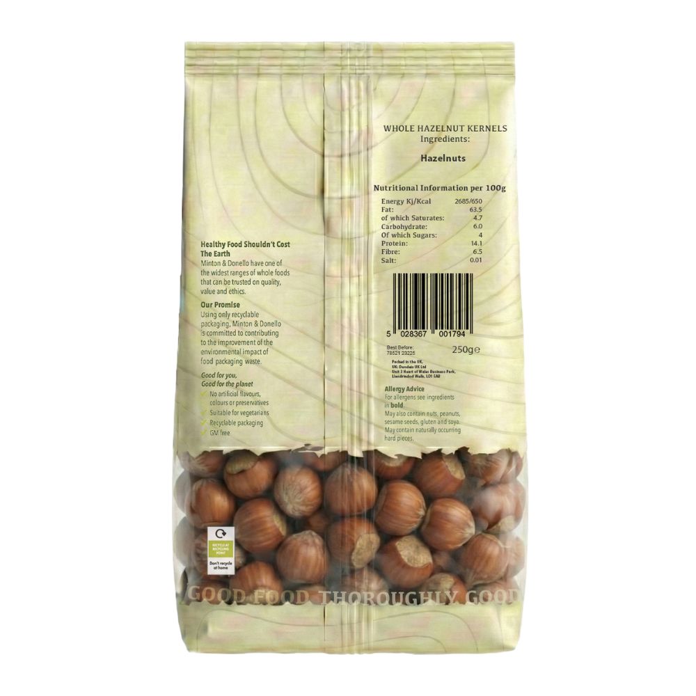 Minton & Donello Whole Hazelnut Kernels 6 x 250g