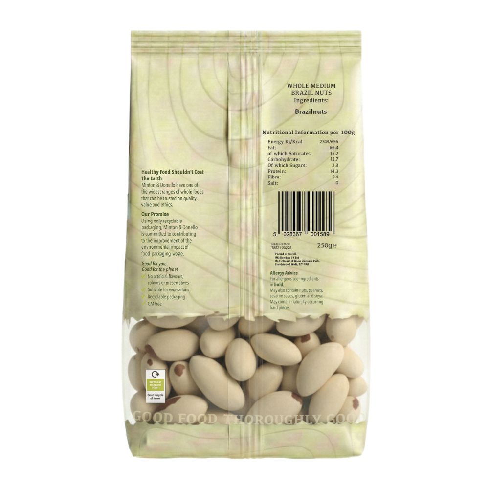Minton & Donello Whole Medium Brazil Nuts 6 x 250g
