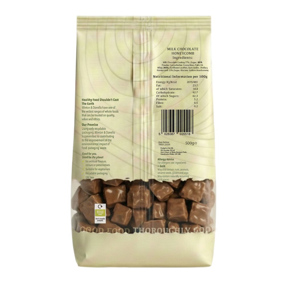 Minton & Donello Milk Chocolate Honeycomb 6 x 500g