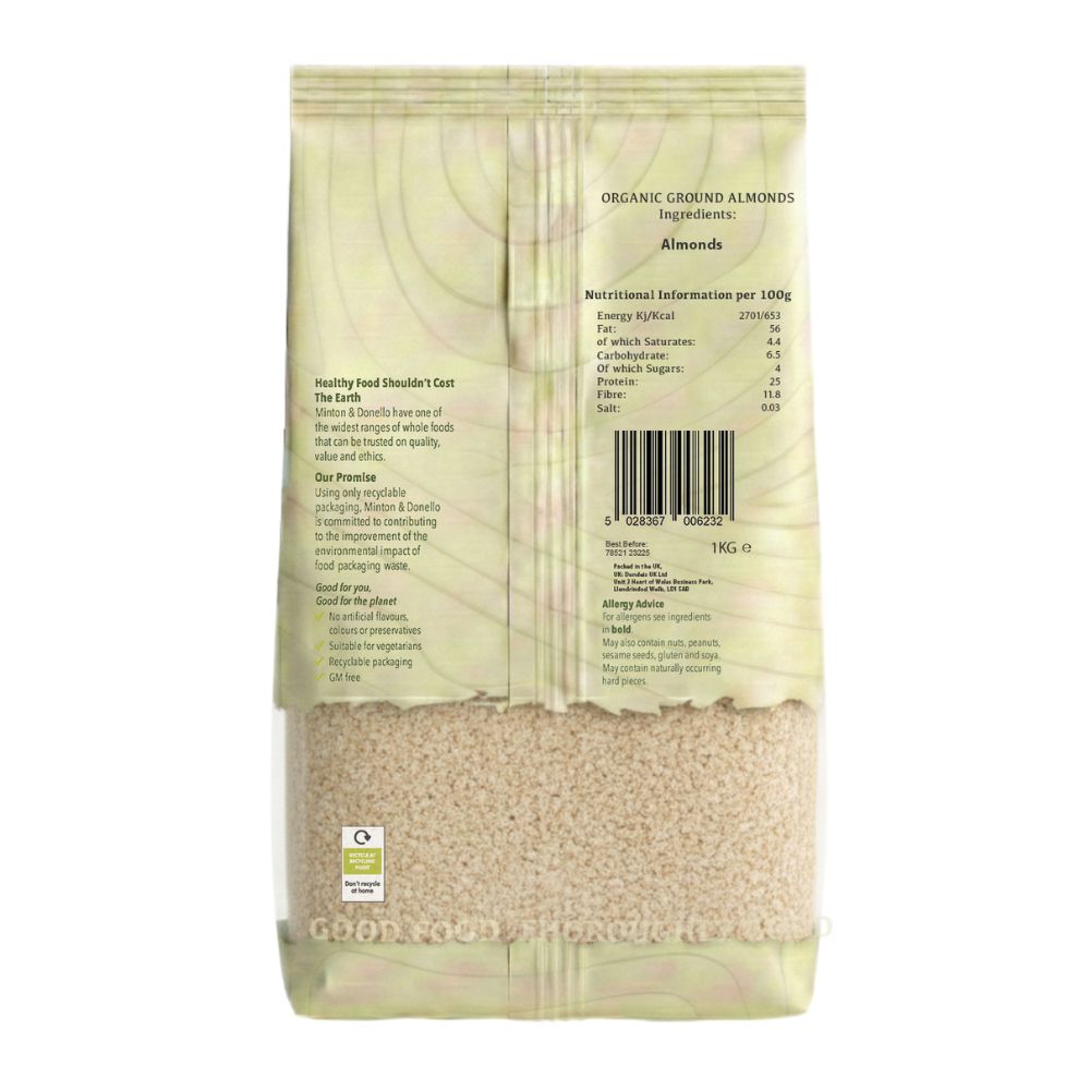 Minton & Donello Organic Ground Almonds 6 x 1Kg