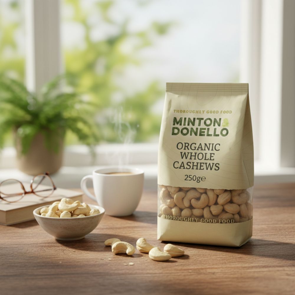 Minton & Donello Organic Whole Cashews 6 x 250g