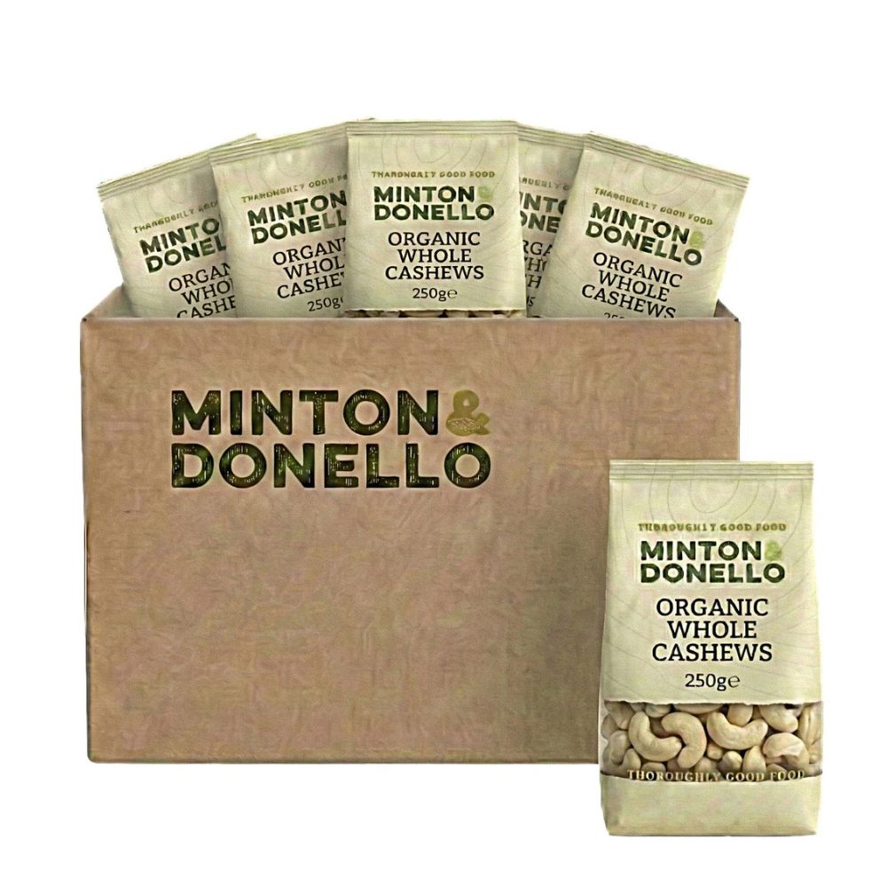 Minton & Donello Organic Whole Cashews 6 x 250g