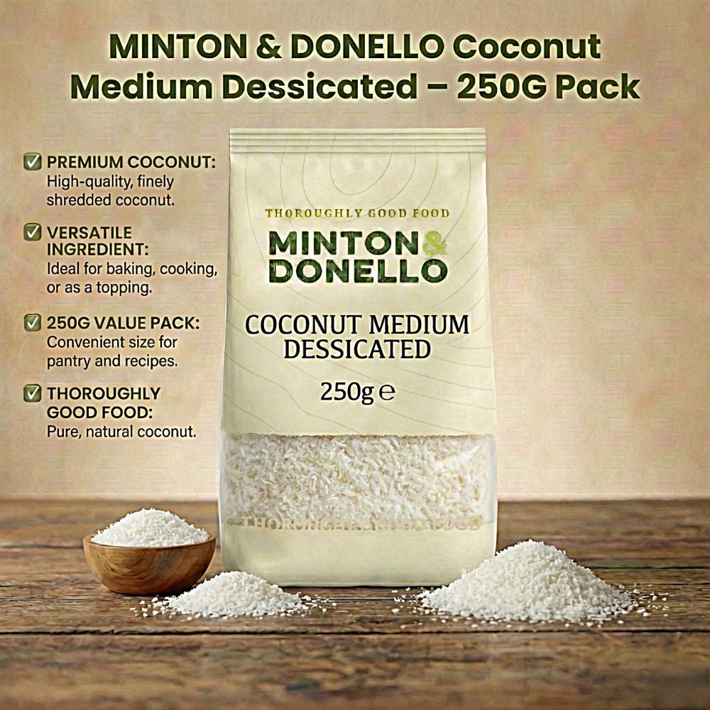 Minton & Donello Medium Desiccated Coconut 6 x 250g