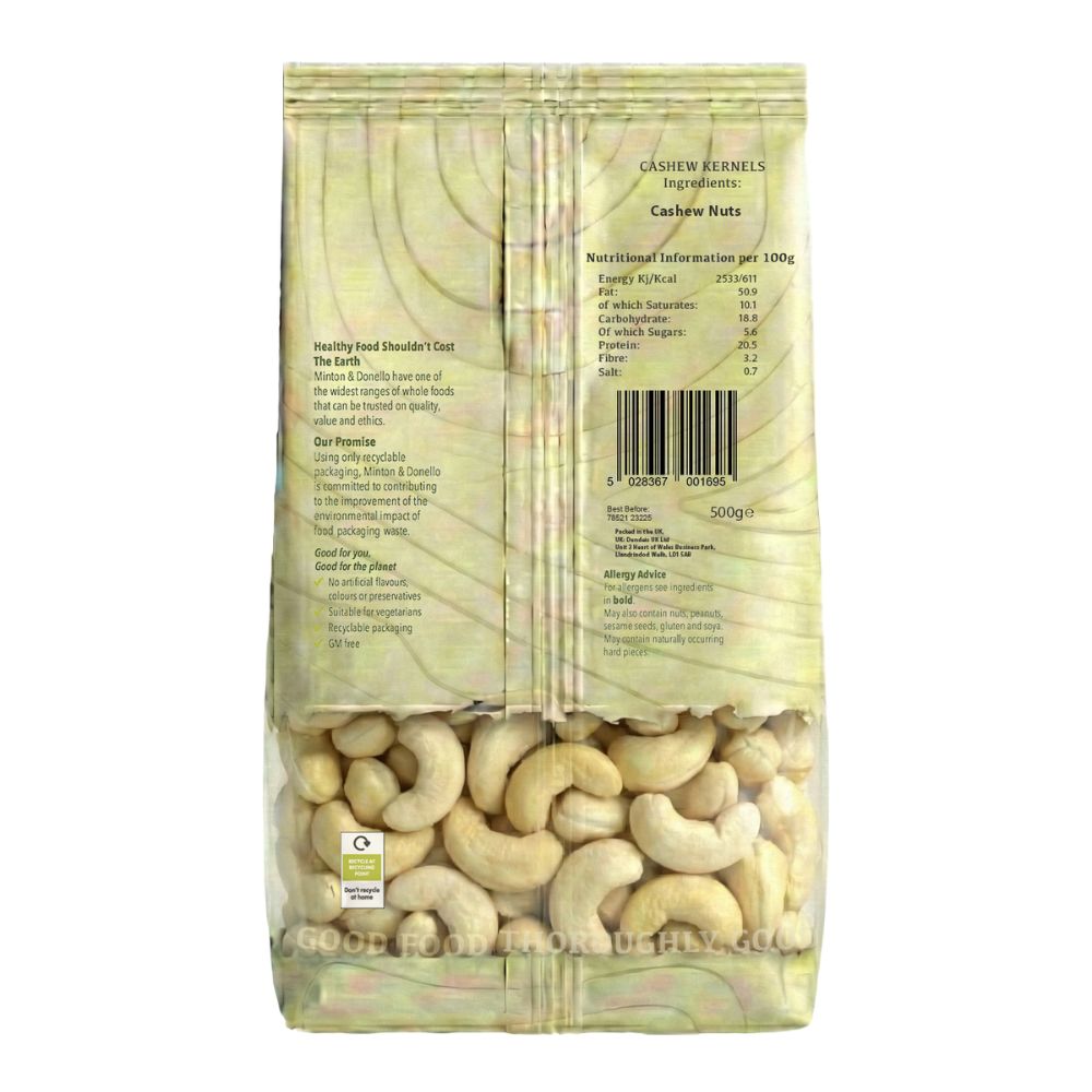 Minton & Donello Cashew Kernels 6 x 500g