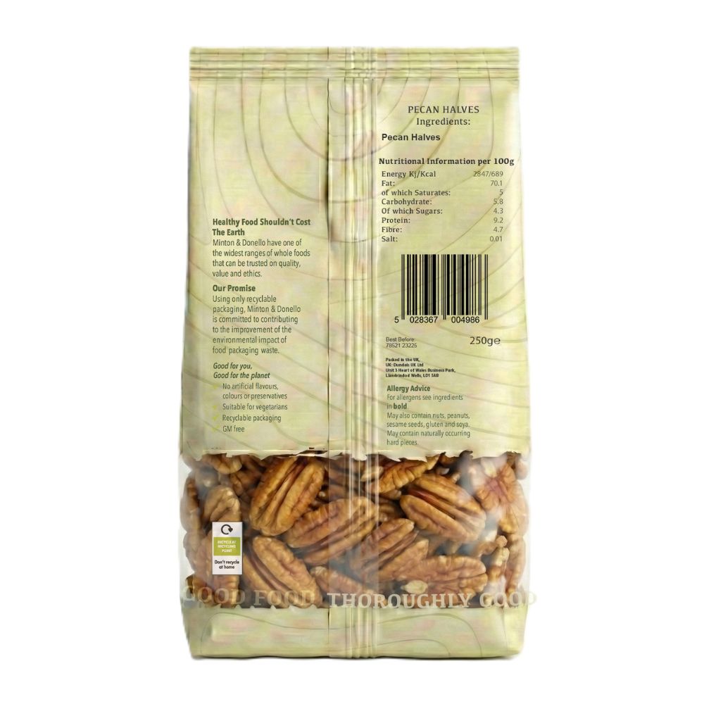 Minton & Donello Pecan Halves 6 x 250g