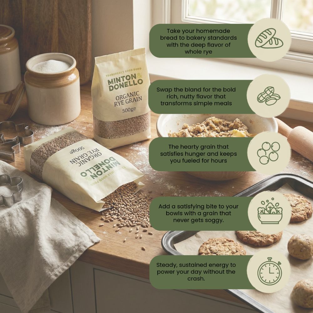 Minton & Donello Organic Rye Grain 6 x 500g