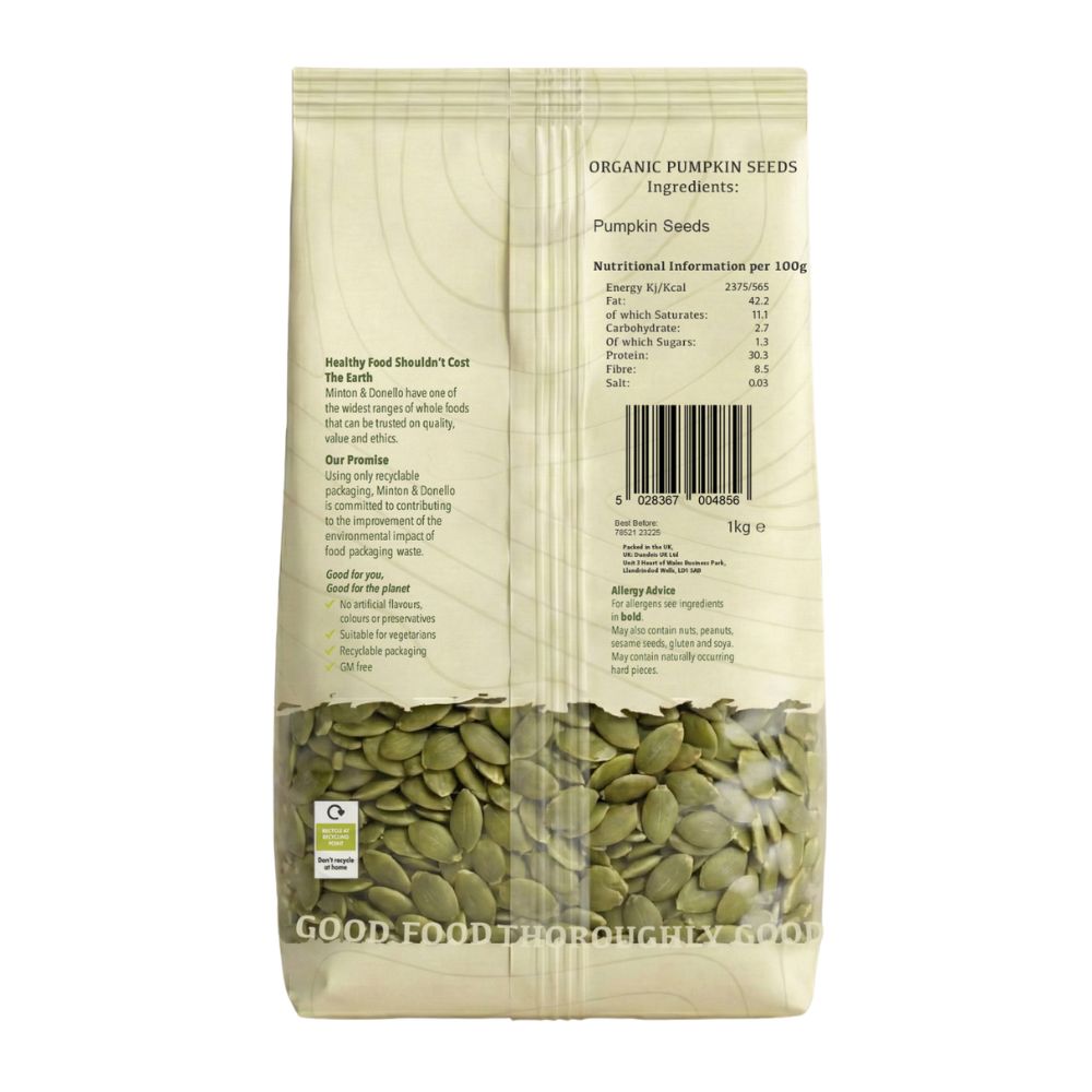 Minton & Donello Organic Pumpkin Seeds 6 x 1Kg