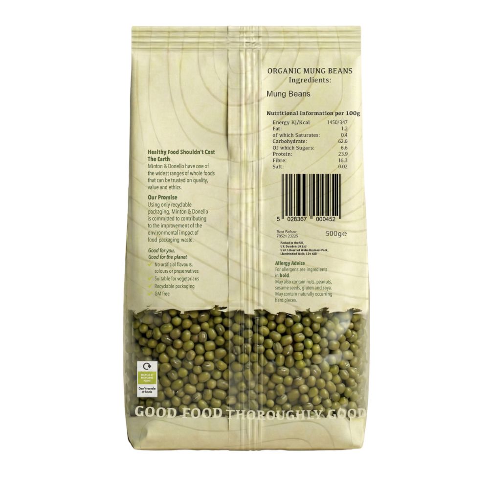 Minton & Donello Organic Mung Beans 6 x 500g