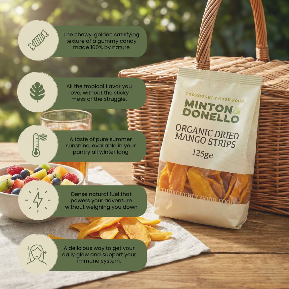 Minton & Donello Organic Dried Mango Strips 6 x 125g